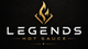 Logo for Legends Hot Sauce with a flame design on a black background